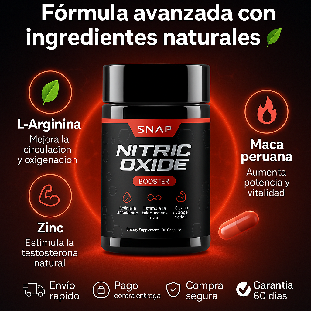 SNAP Nitric Oxide — Potencia y Energía Masculina Activa tu fuerza en el gym y en la cama ⚡