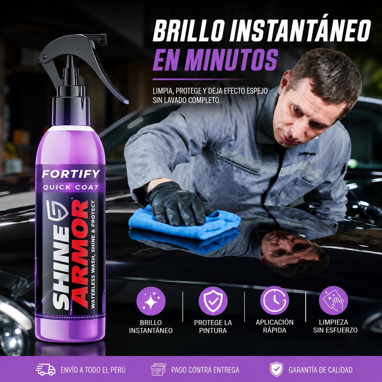Shine Armor™ 3 en 1 – Protección de Pintura, Repele el Polvo y Da Brillo al Instante