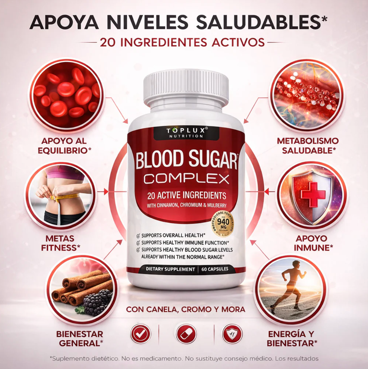 Toplux Blood Sugar Complex – Paga 1, Llévate 2 (Segunda Unidad GRATIS)