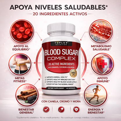Toplux Blood Sugar Complex – Paga 1, Llévate 2 (Segunda Unidad GRATIS)
