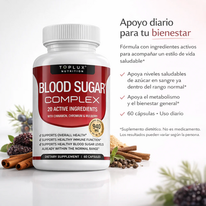 Toplux Blood Sugar Complex – Paga 1, Llévate 2 (Segunda Unidad GRATIS)