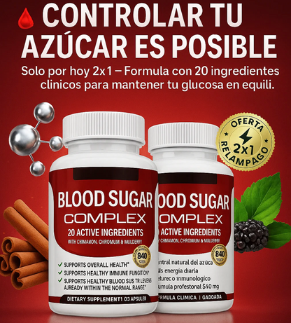 Toplux Blood Sugar Complex – Paga 1, Llévate 2 (Segunda Unidad GRATIS)