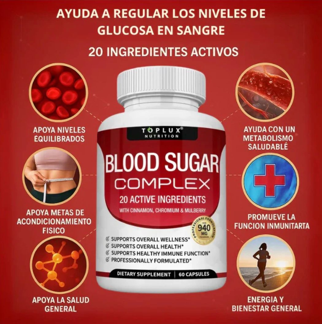 Toplux Blood Sugar Complex – Paga 1, Llévate 2 (Segunda Unidad GRATIS)