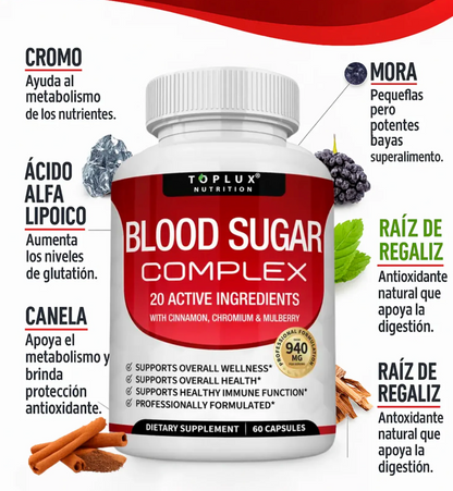 Toplux Blood Sugar Complex – Paga 1, Llévate 2 (Segunda Unidad GRATIS)