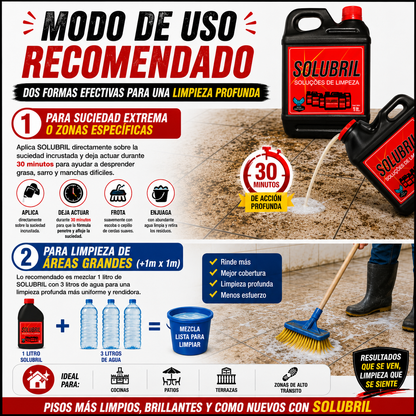 Solubril Ultra Pro de 1LT — Arranca la suciedad más imposible y deja tus pisos como nuevos en minutos
