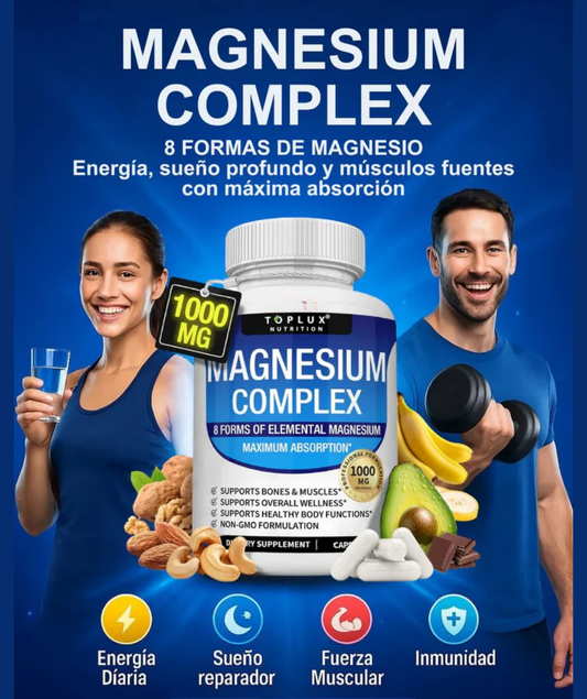 Magnesium Complex™ 8 en 1 – 90 Cápsulas ORIGINAL, Energía, descanso y bienestar - Paga 1, Llévate 2 (Segunda Unidad GRATIS)