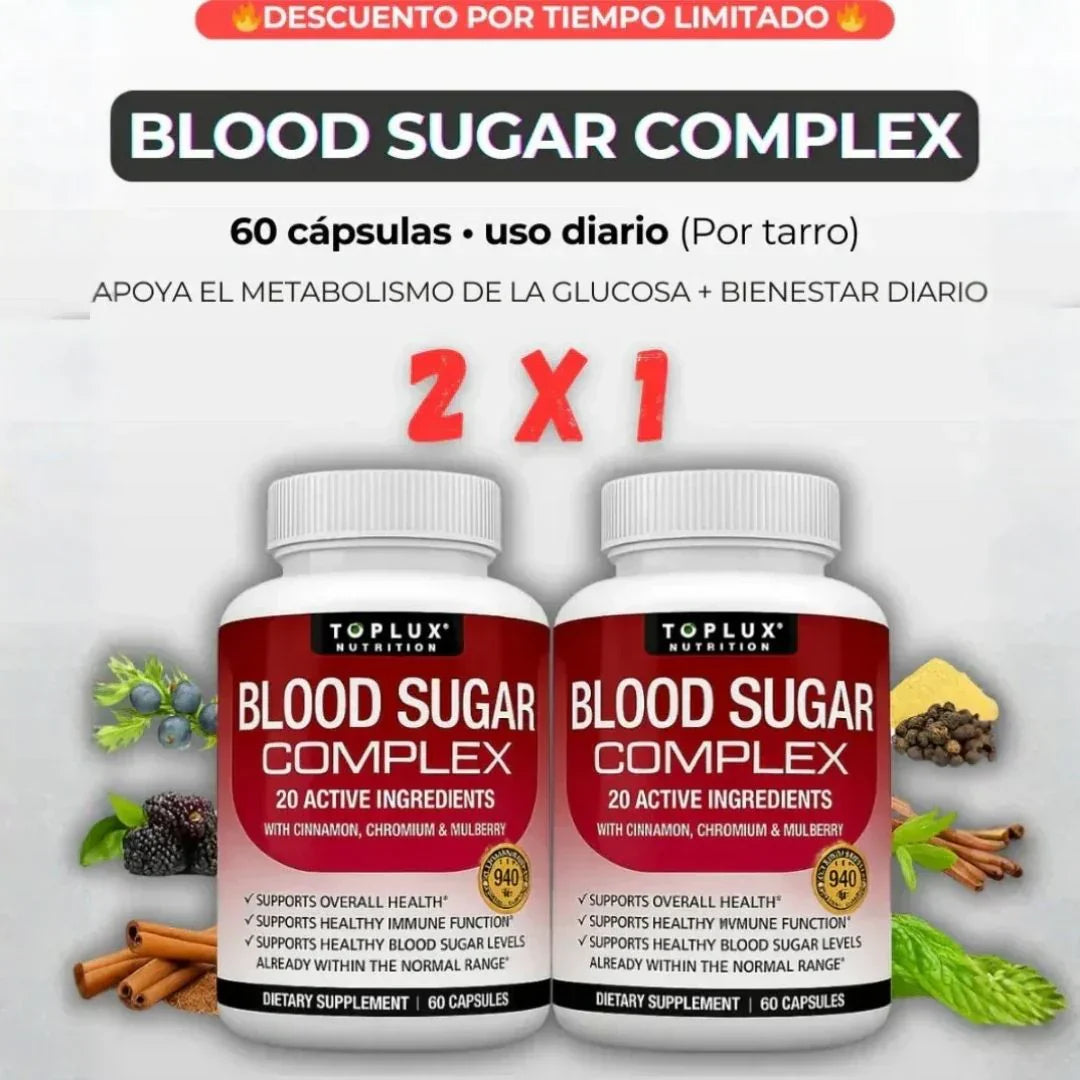 Toplux Blood Sugar Complex – Paga 1, Llévate 2 (Segunda Unidad GRATIS)