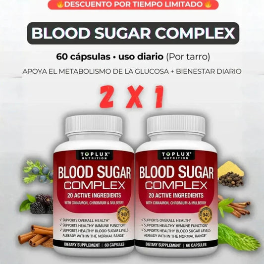 Toplux Blood Sugar Complex – Paga 1, Llévate 2 (Segunda Unidad GRATIS)