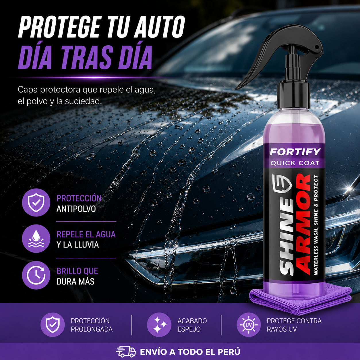 Shine Armor™ 3 en 1 – Protección de Pintura, Repele el Polvo y Da Brillo al Instante