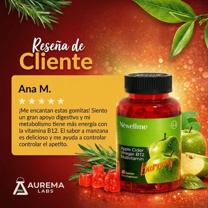 Gomitas Detox de Vinagre de Manzana + B12 🔥🍎 Metabolismo, energía y digestión · 60 gomitas